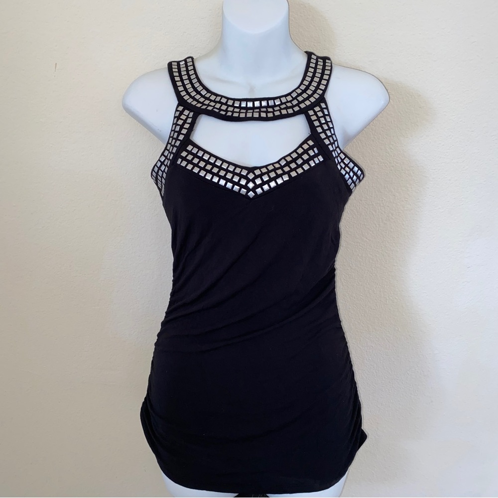 🔥 Bebe Sexy Studded Black Keyhole Tank Top